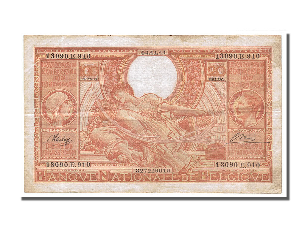 Banknote, Belgium, 100 Francs-20 Belgas, 1944, 1944-11-04, EF(40-45)