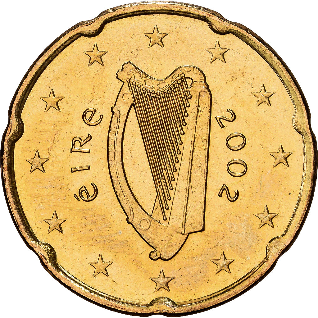 Irlande, 20 Euro Cent, 2002, Dublin, Or nordique, SPL+