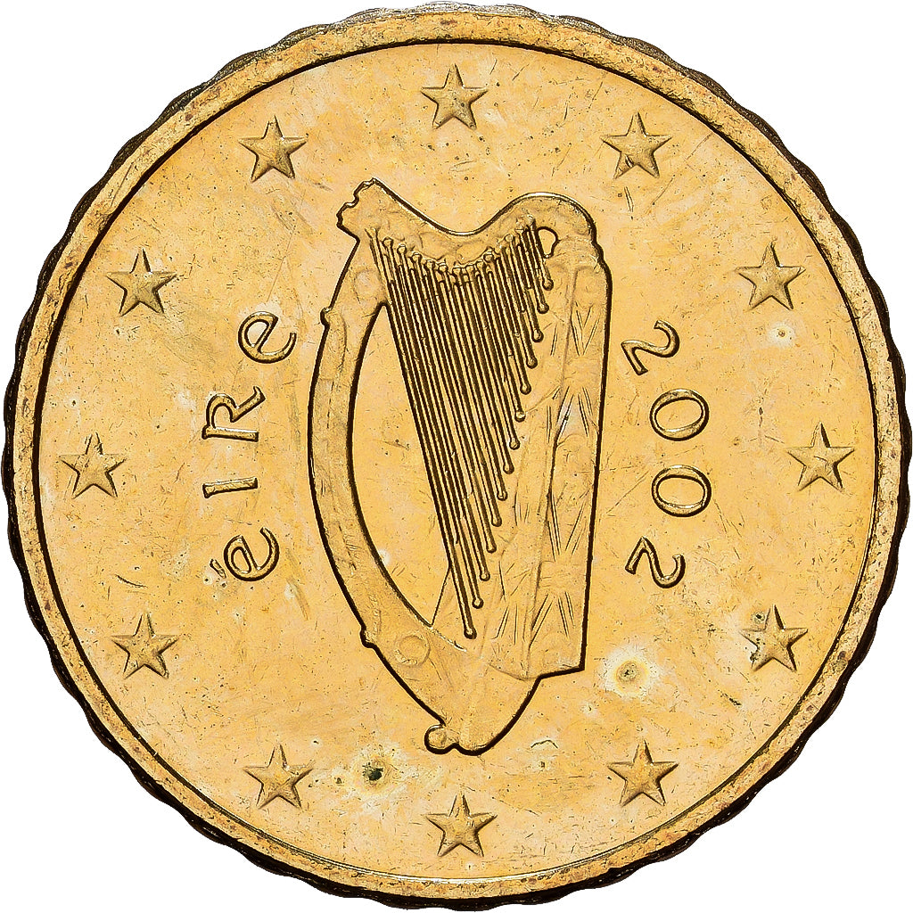REPUBLIKA IRLANDII, 10 Euro Cent, 2002, Dublin, Miedź platerowana stalą