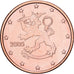 Finland, Euro Cent, 2005, Vantaa, Copper Plated Steel, UNC, KM:98