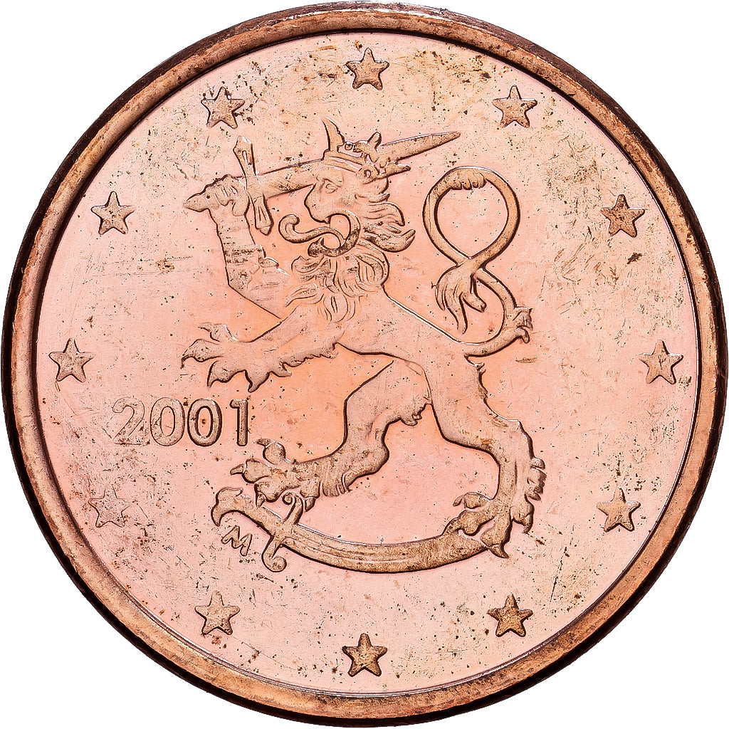 Finlandia, 5 Centimes, 2001, Vantaa, Miedź platerowana stalą, AU(55-58)