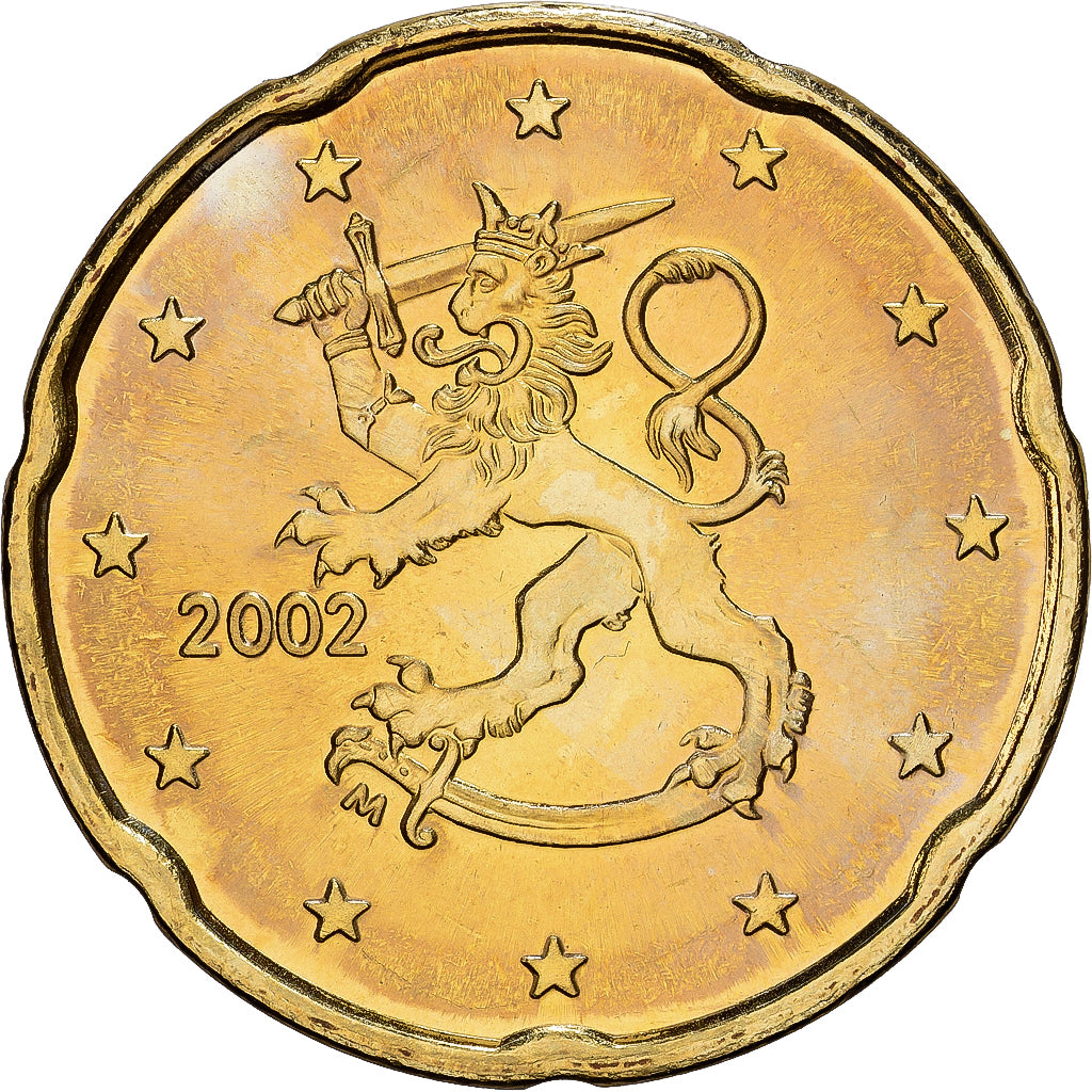 Finland, 20 Euro Cent, série FDC, 2002, Mint of Finland, Nordic gold