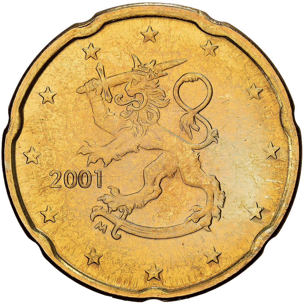 Finland, 20 Euro Cent, série FDC, 2001, Mint of Finland, Nordic gold, MS(64)