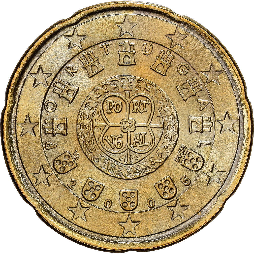 Portugal, 20 Euro Cent, 2005, Lisbonne, Or nordique, SPL, KM:744