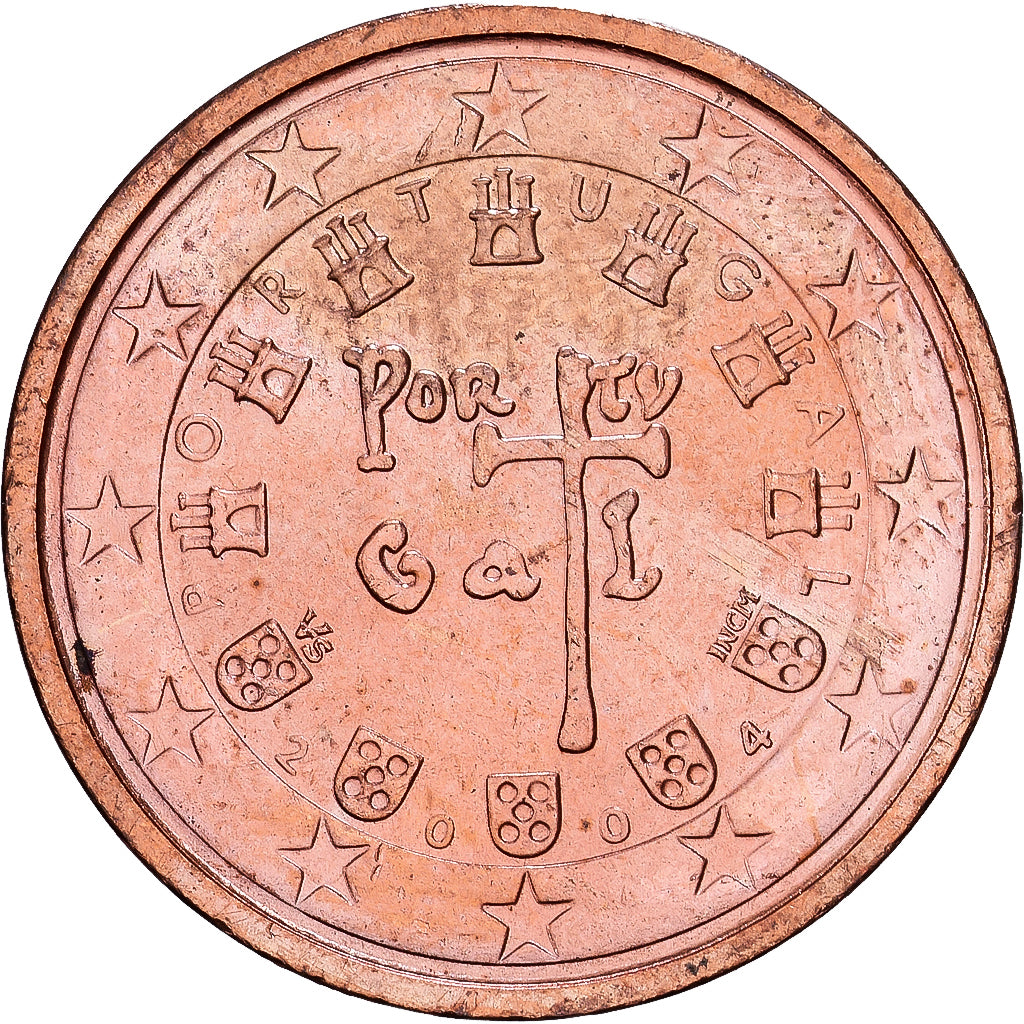 Portugal, 2 Euro Cent, 2004, Lisbon, Copper Plated Steel, MS(64), KM:741