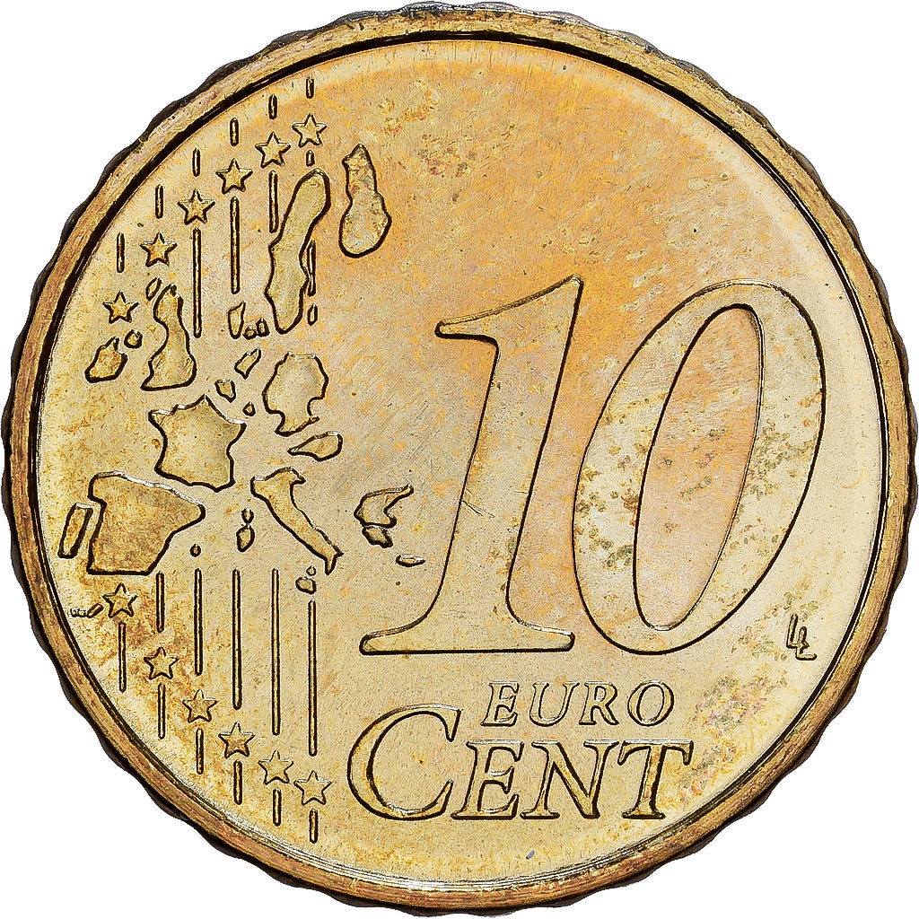 Portugal, 10 Euro Cent, 2004, Lisbonne, Or nordique, SPL, KM:743