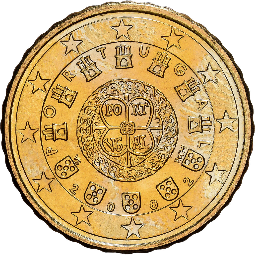 Portugal, 10 Euro Cent, 2002, Lisbon, Nordic gold, MS(63), KM:743