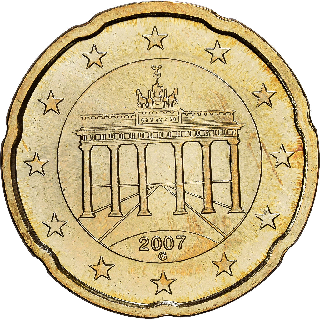 Bundesrepublik Deutschland, 20 Euro Cent, 2007, Karlsruhe, Nordic gold, UNZ