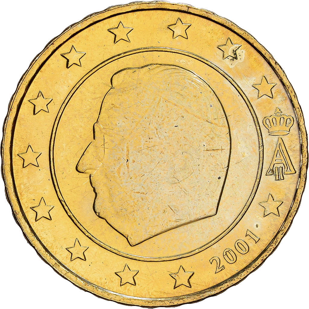 Bélgica, Albert II, 10 Euro Cent, 2001, Brussels, Nordic gold, MS(63), KM:227
