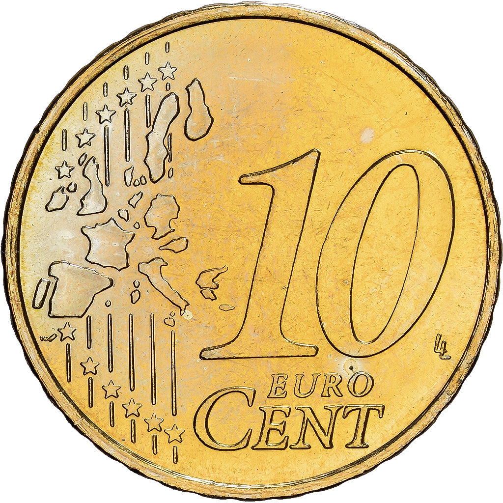 Bélgica, Albert II, 10 Euro Cent, 2001, Brussels, Nordic gold, MS(63), KM:227