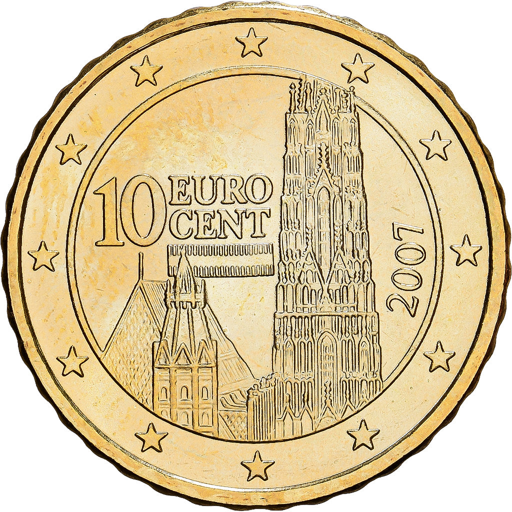 Oostenrijk, 10 Euro Cent, 2007, Vienna, Tin, UNC-, KM:3085