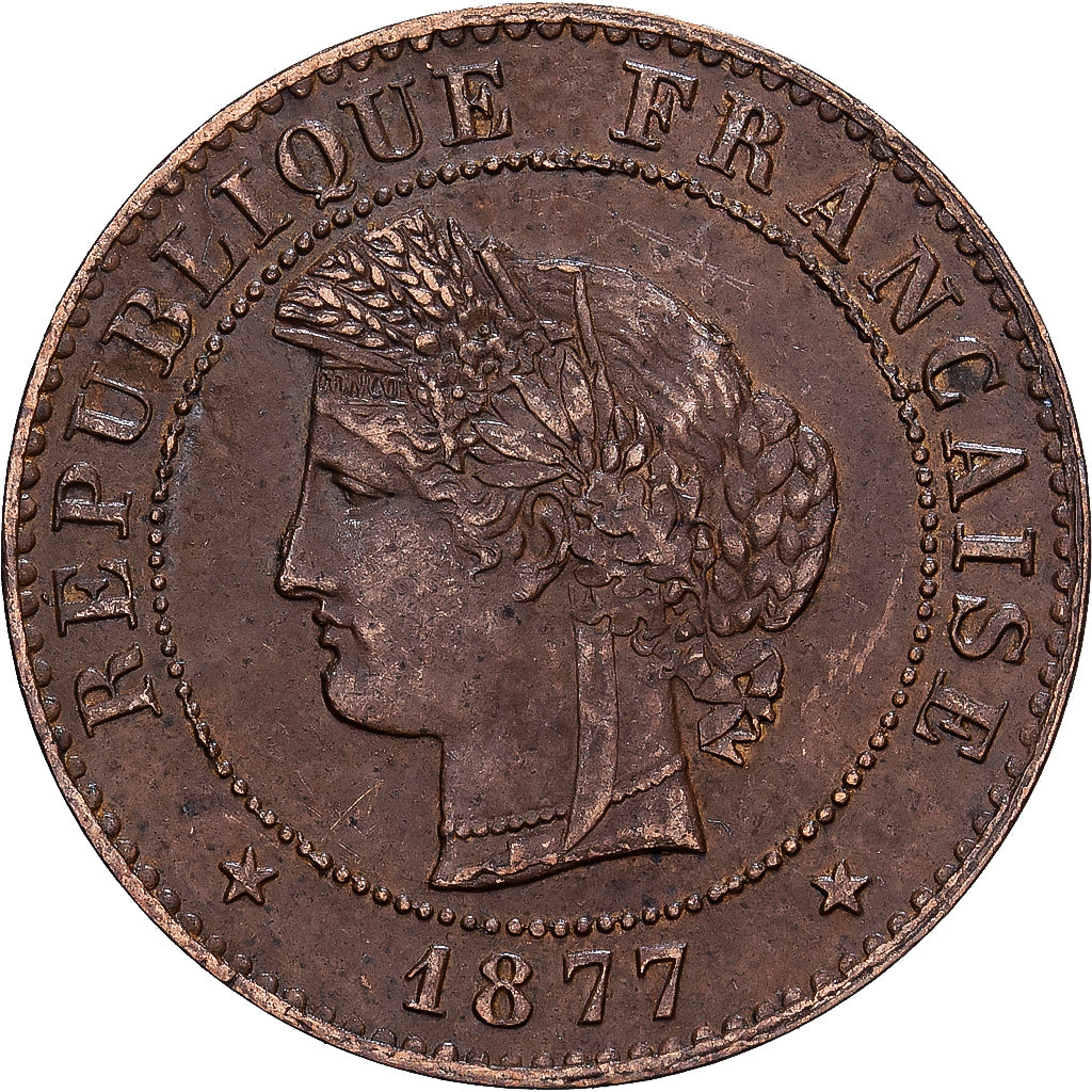 France, 1 Centime, Cérès, 1877, Paris, Bronze, EF(40-45), Gadoury:88