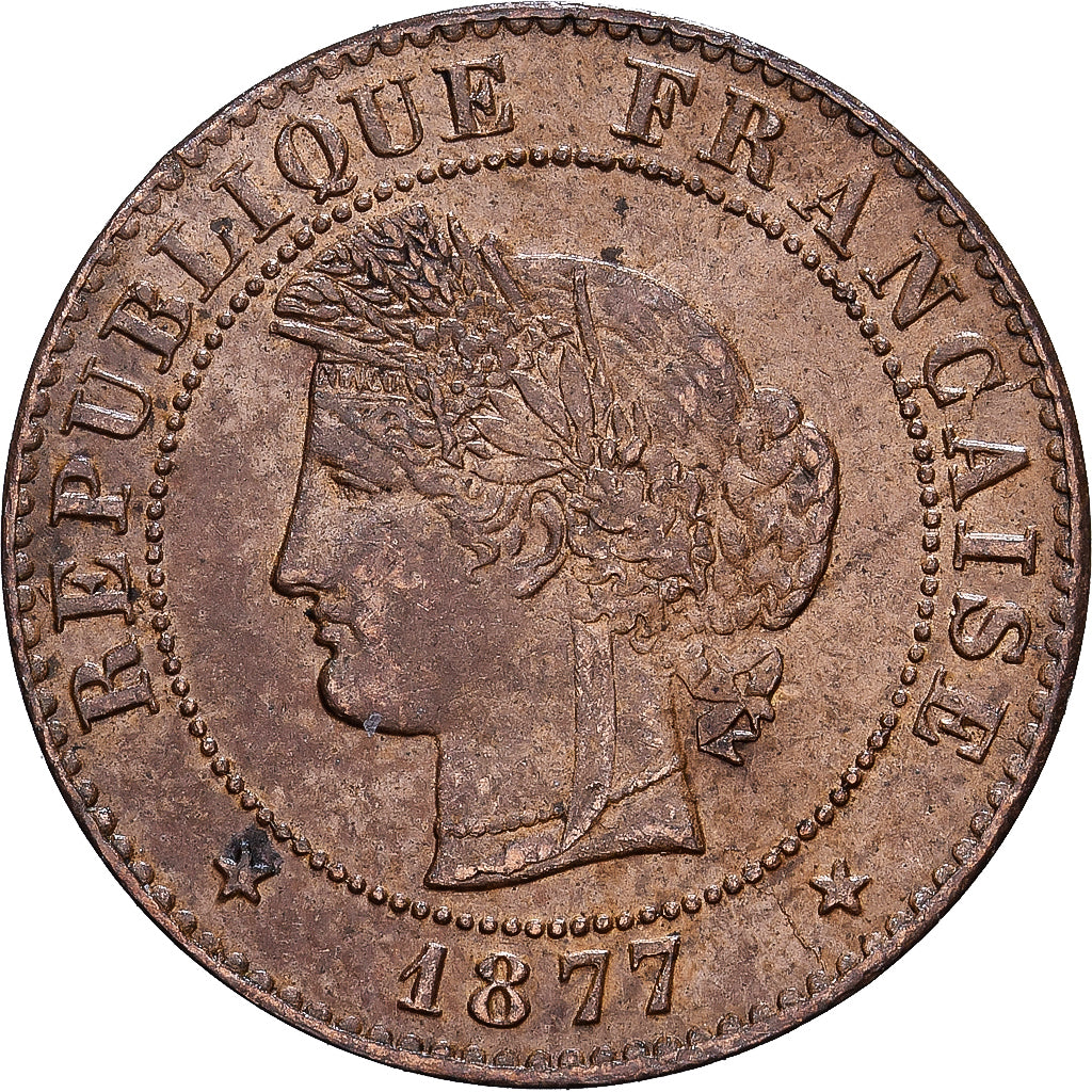 France, 1 Centime, Cérès, 1877, Paris, Bronze, EF(40-45), Gadoury:88