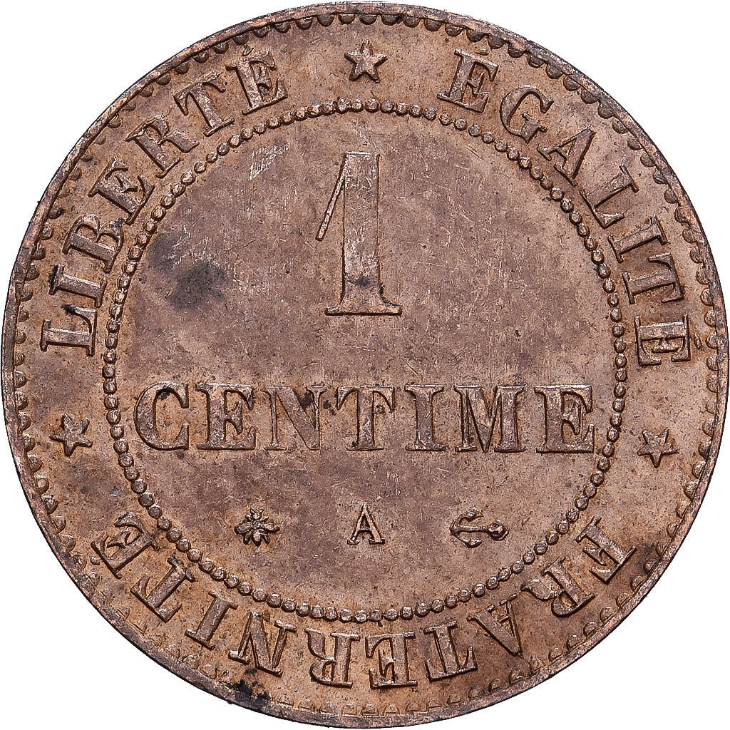 France, 1 Centime, Cérès, 1877, Paris, Bronze, EF(40-45), Gadoury:88