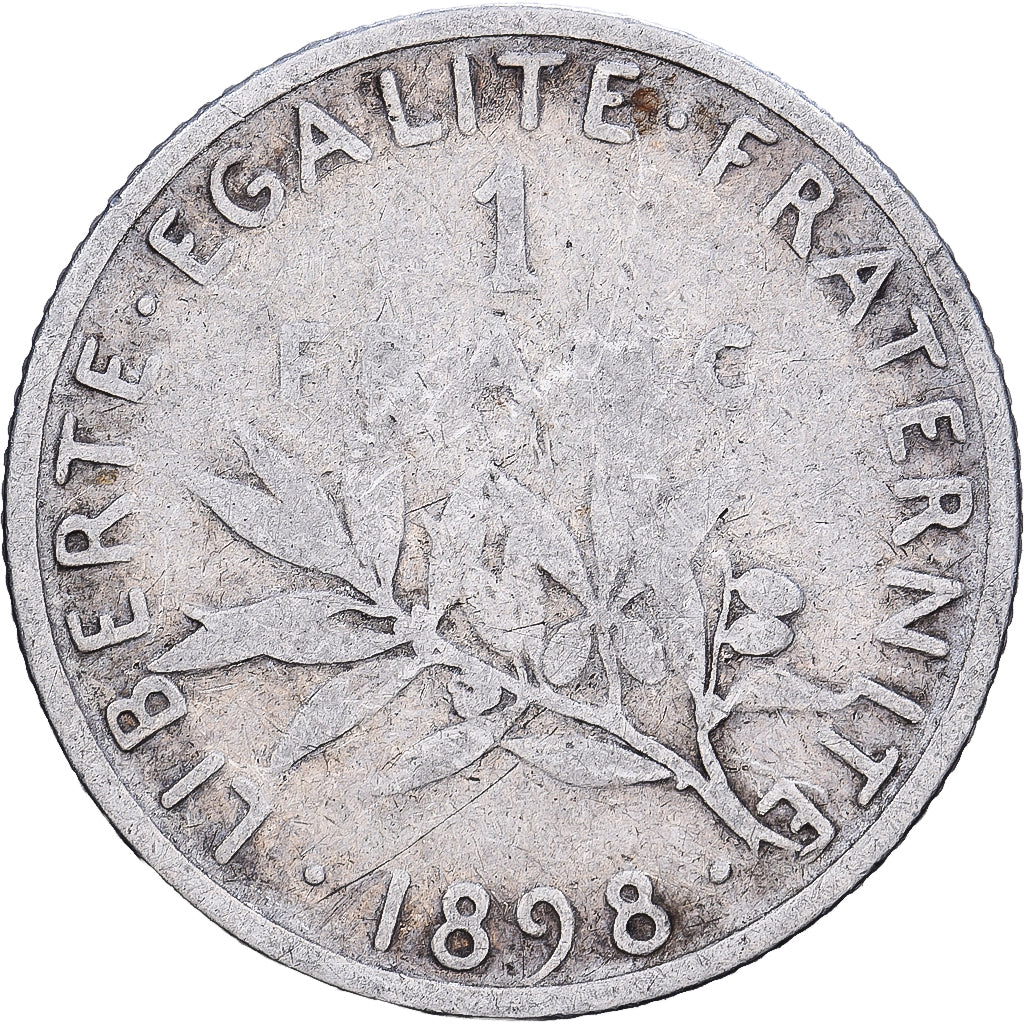 France, 1 Franc, 1898, Paris, Silver, VF(20-25), Gadoury:467