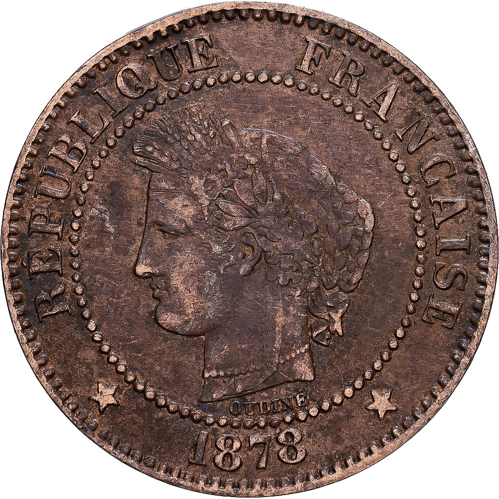 France, 2 Centimes, Cérès, 1878, Paris, Bronze, TB, Gadoury:105, KM:827.1
