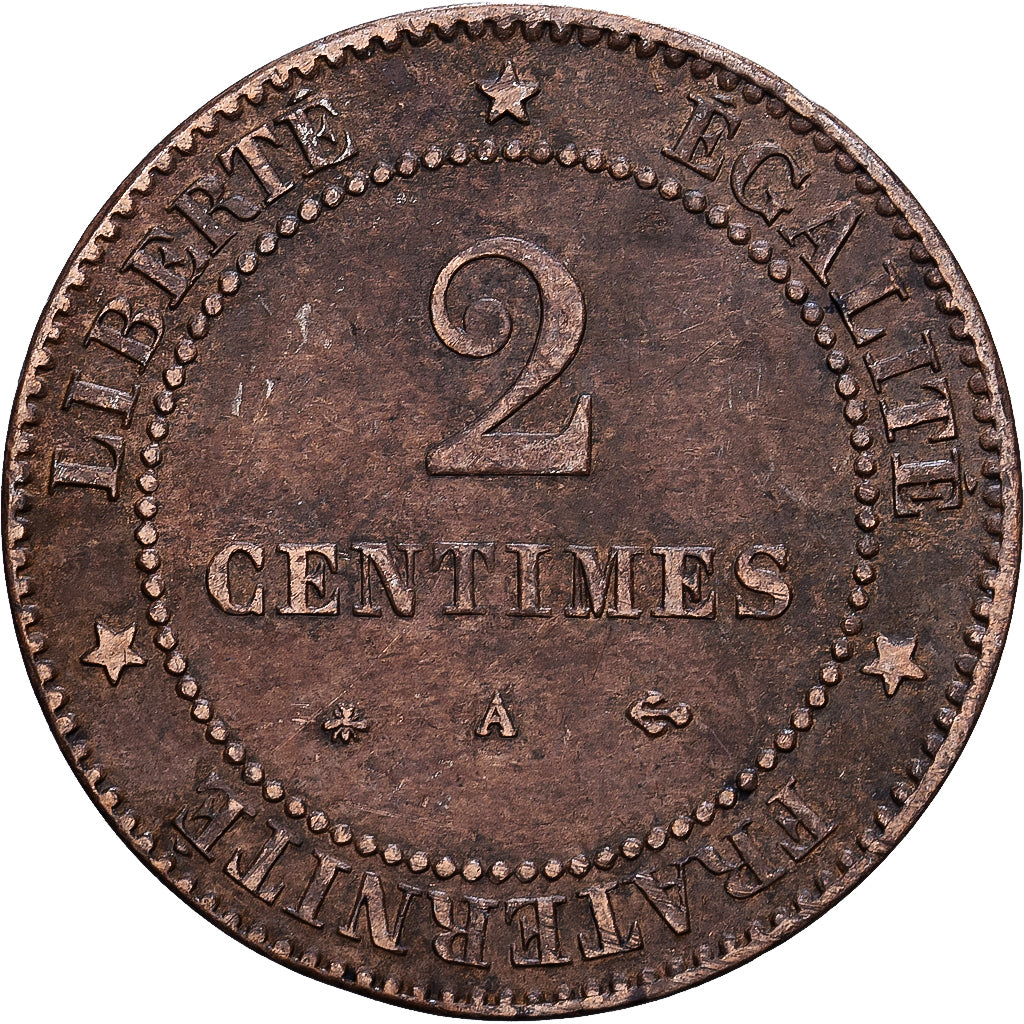 France, 2 Centimes, Cérès, 1878, Paris, Bronze, TB, Gadoury:105, KM:827.1