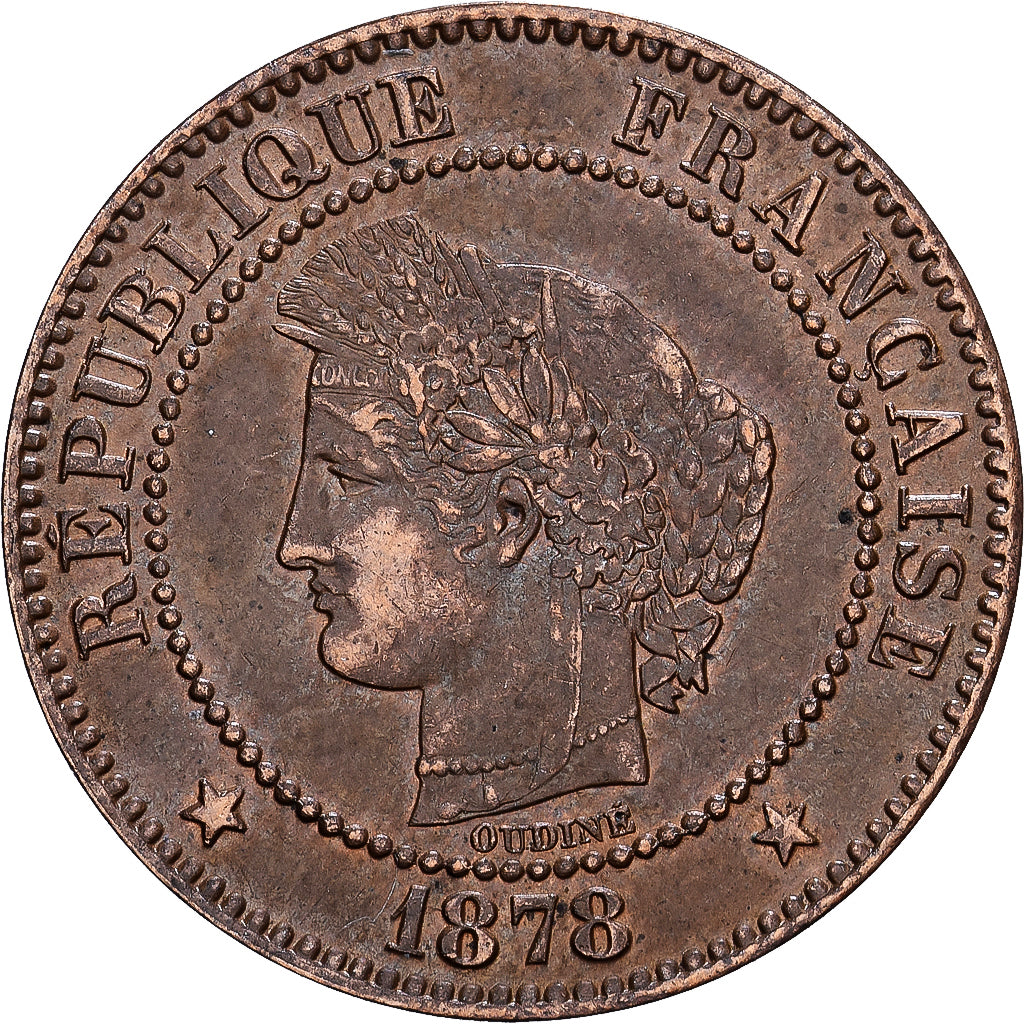 Frankreich, 2 Centimes, Cérès, 1878, Paris, Bronze, S, Gadoury:105, KM:827.1