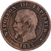 France, Napoleon III, 2 Centimes, 1855, Paris, Dog, Bronze, VF(20-25)