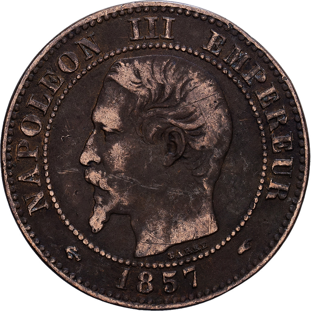 France, Napoleon III, 2 Centimes, 1857, Paris, Bronze, VF(20-25), Gadoury:103