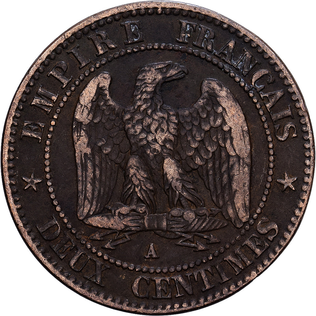 France, Napoleon III, 2 Centimes, 1857, Paris, Bronze, VF(20-25), Gadoury:103
