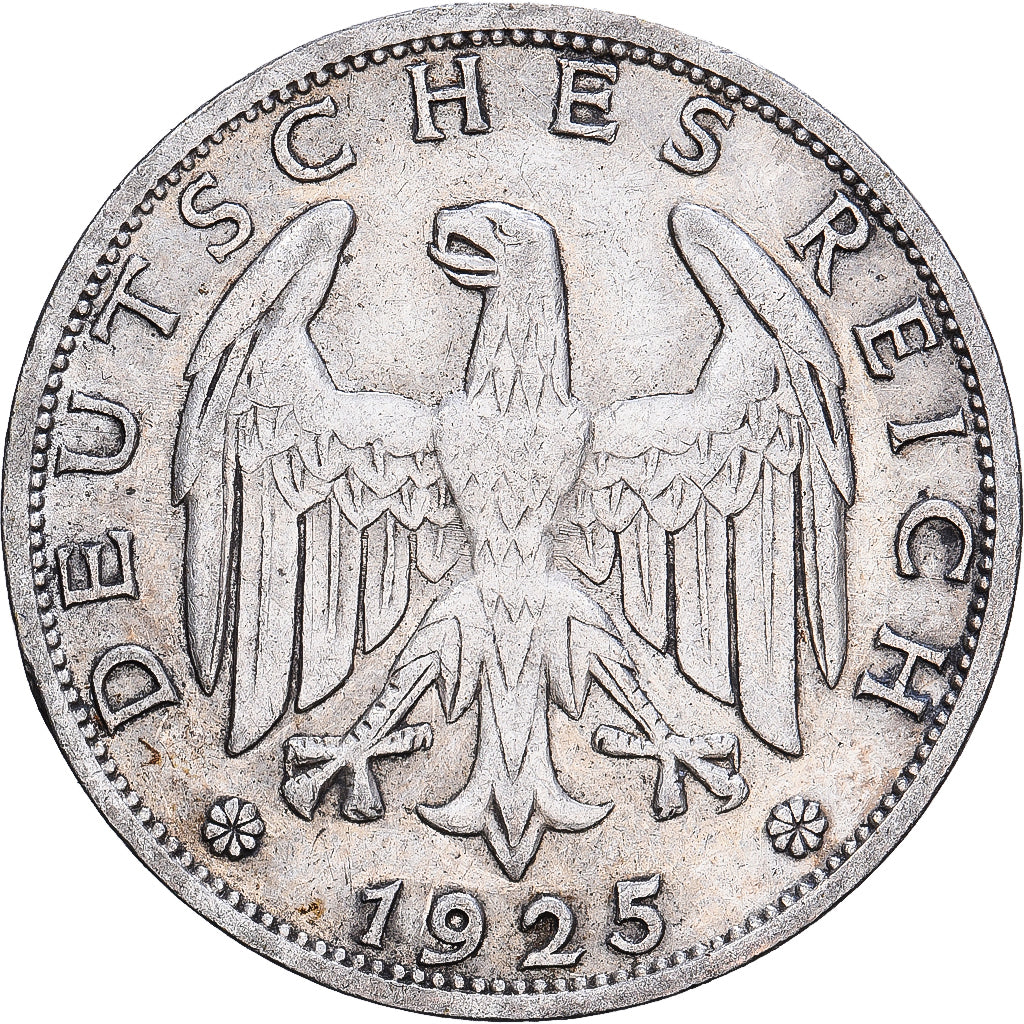 Munten, Duitsland, Weimarrepubliek, Mark, 1925, Berlin, FR+, Zilver, KM:42