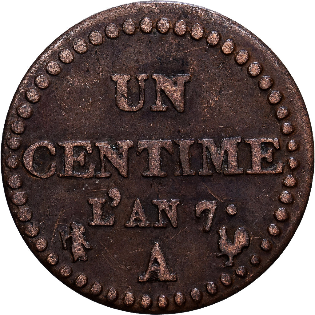 France, Centime, Dupré, AN 7 (1798-1799), Paris, Bronze, VF(30-35), KM:646