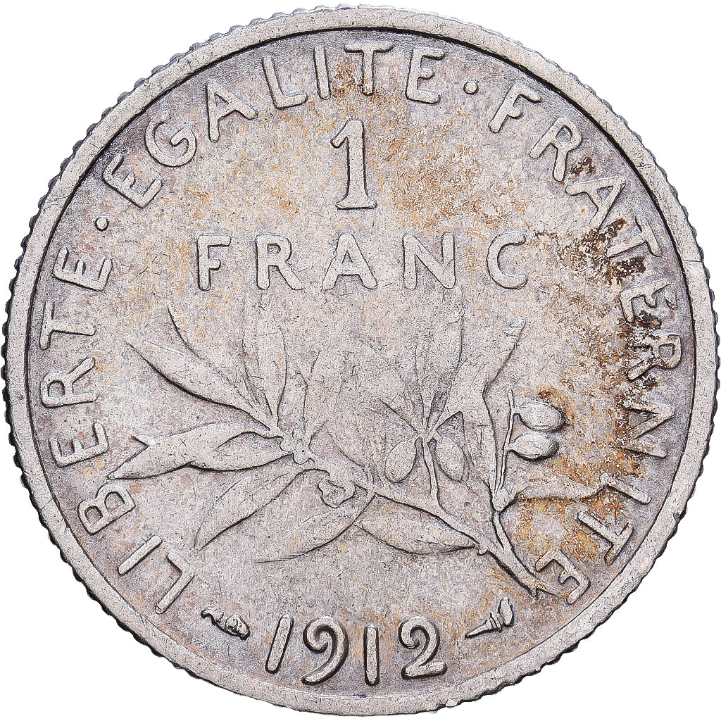 France, Franc, Semeuse, 1912, Paris, Silver, VF(30-35), KM:844.1