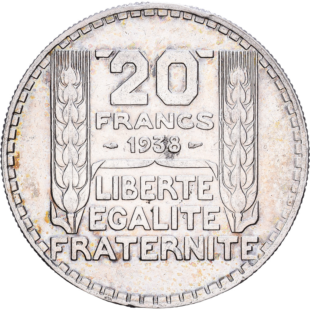 Frankrijk, 20 Francs, Turin, 1938, Paris, Zilver, ZF+, Gadoury:852, KM:879