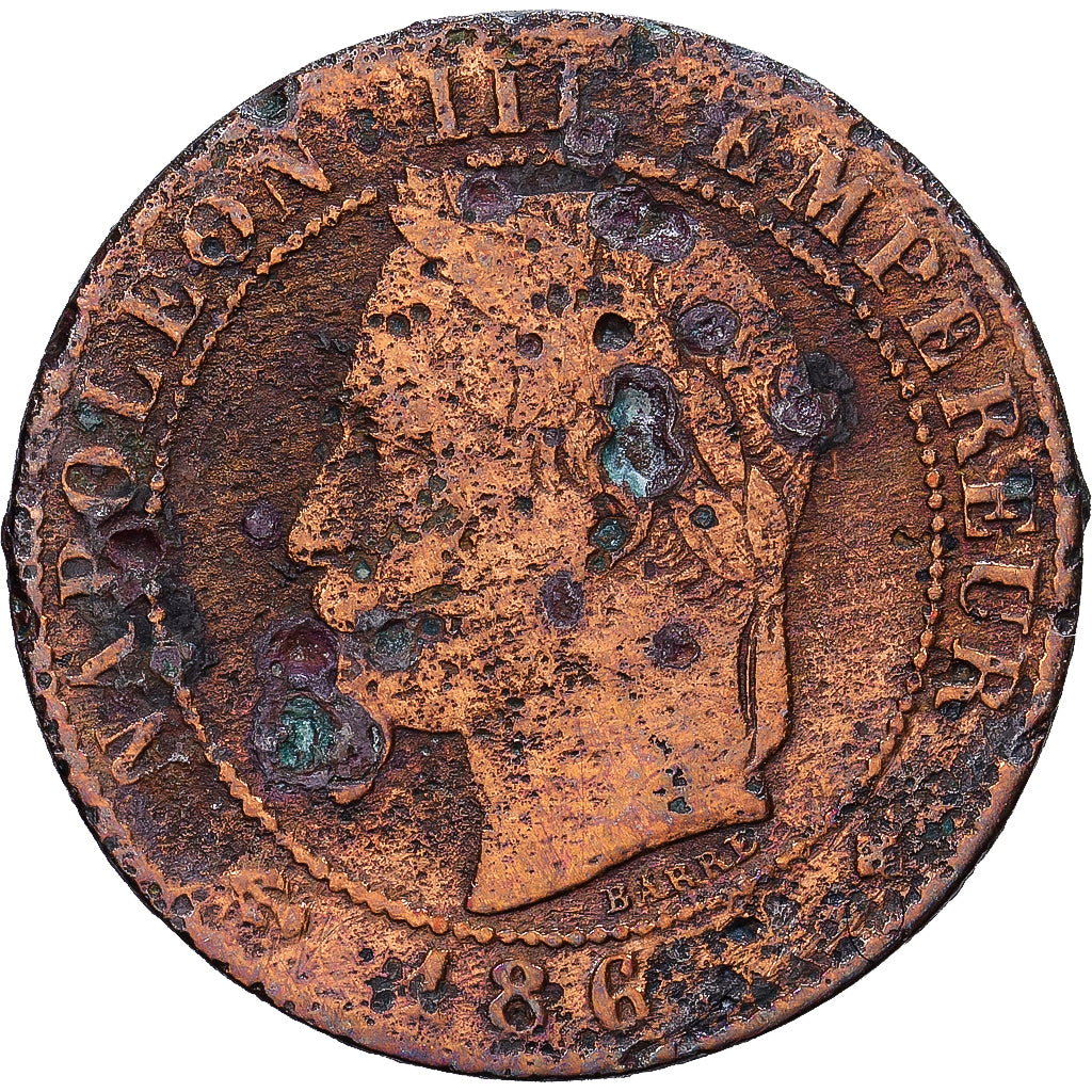 Francja, Napoleon III, Centime, Napoléon III, Strasbourg, Brązowy, F(12-15)