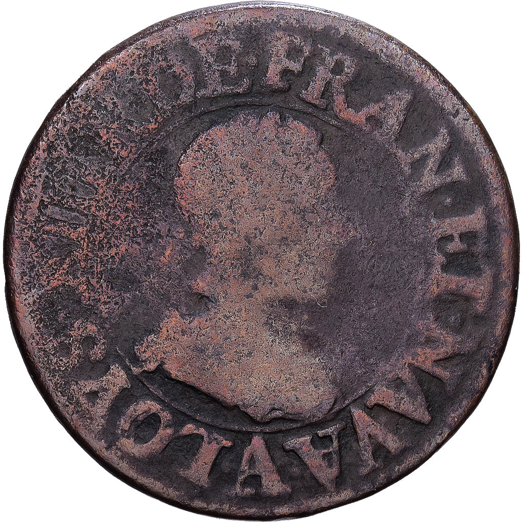 Francia, Louis XIII, Double Tournois, 1611, Paris, Cobre, BC, Gadoury:5