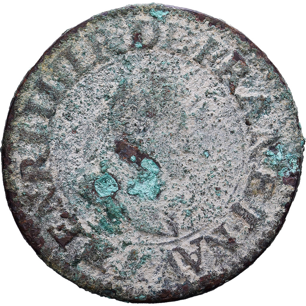 France, Louis XIII, Double Tournois, 1609, Paris, Copper, VG(8-10), Gadoury:5
