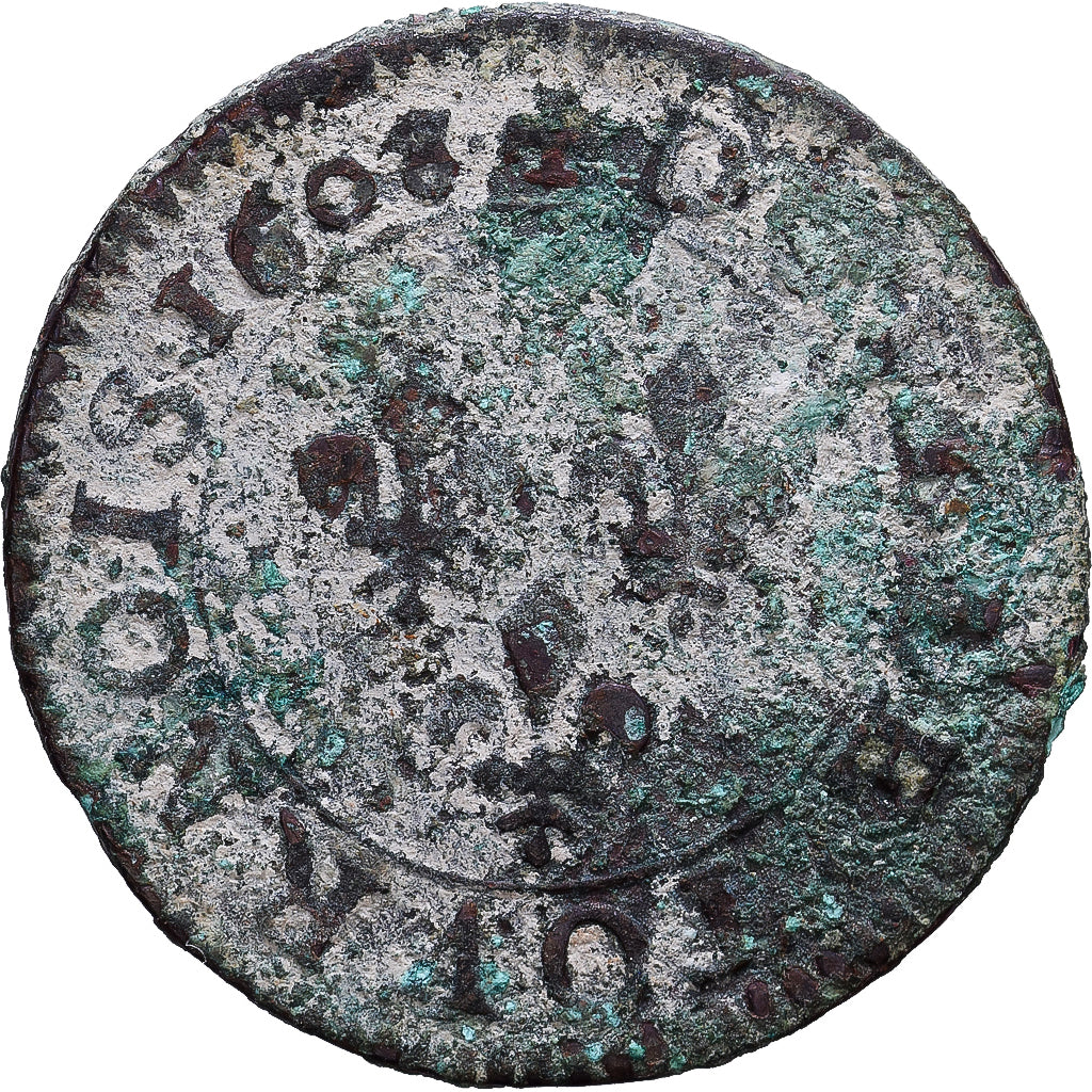 France, Louis XIII, Double Tournois, 1609, Paris, Copper, VG(8-10), Gadoury:5