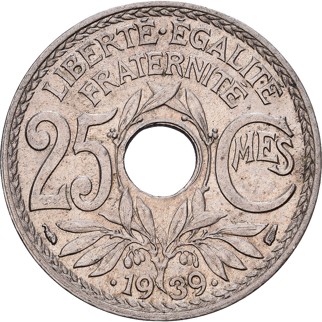 France, 25 Centimes, Lindauer, 1939, Cupronickel, MS(60-62), Gadoury:380