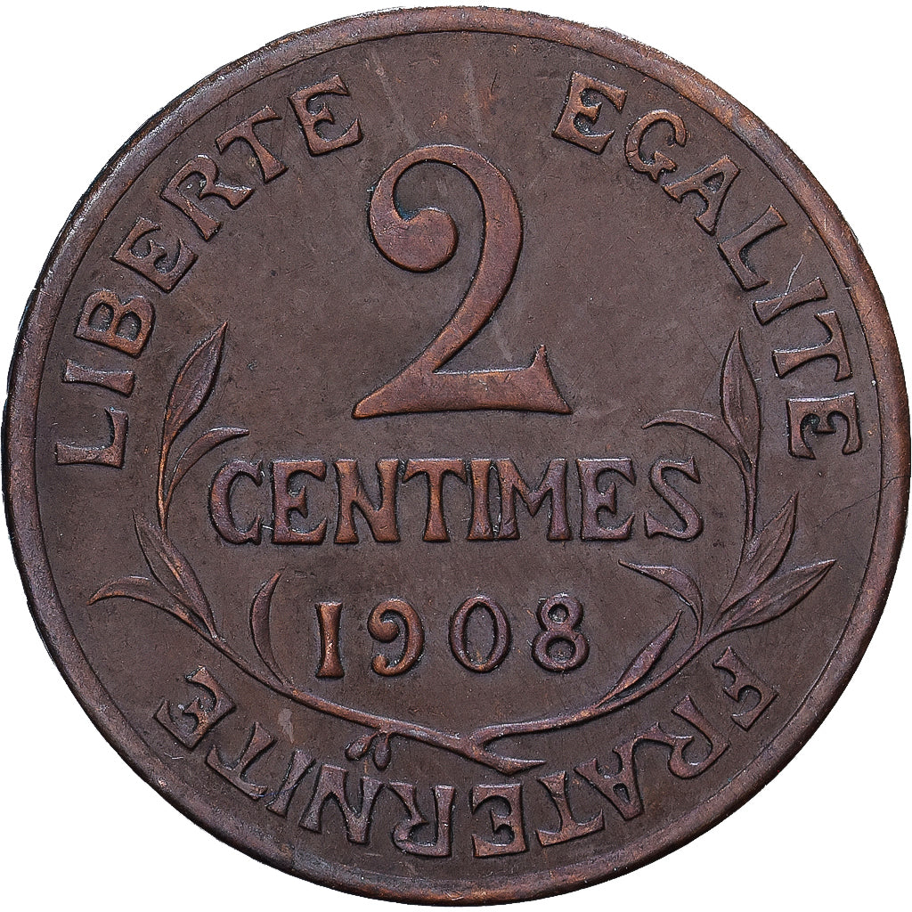 Frankreich, 2 Centimes, Dupuis, 1908, Paris, Bronze, SS, Gadoury:107, KM:841