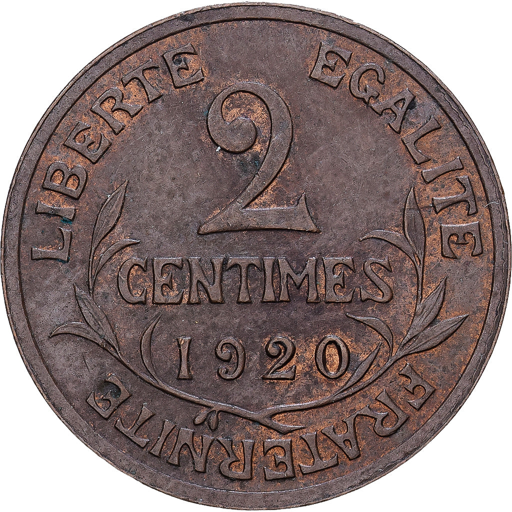 France, 2 Centimes, Dupuis, 1920, Paris, Bronze, EF(40-45), Gadoury:107, KM:841