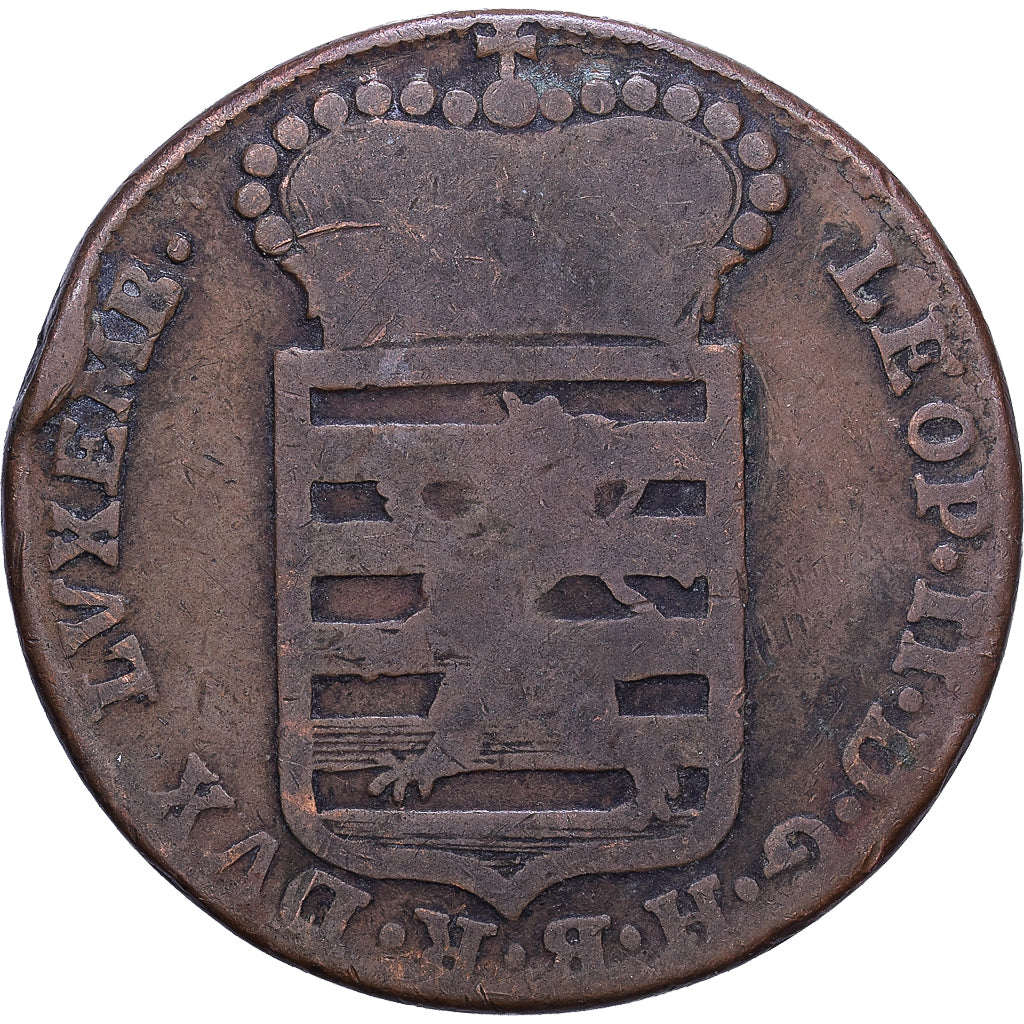 Coin, Luxembourg, Leopold II, Sol, 1790, G, EF(40-45), Copper, KM:15
