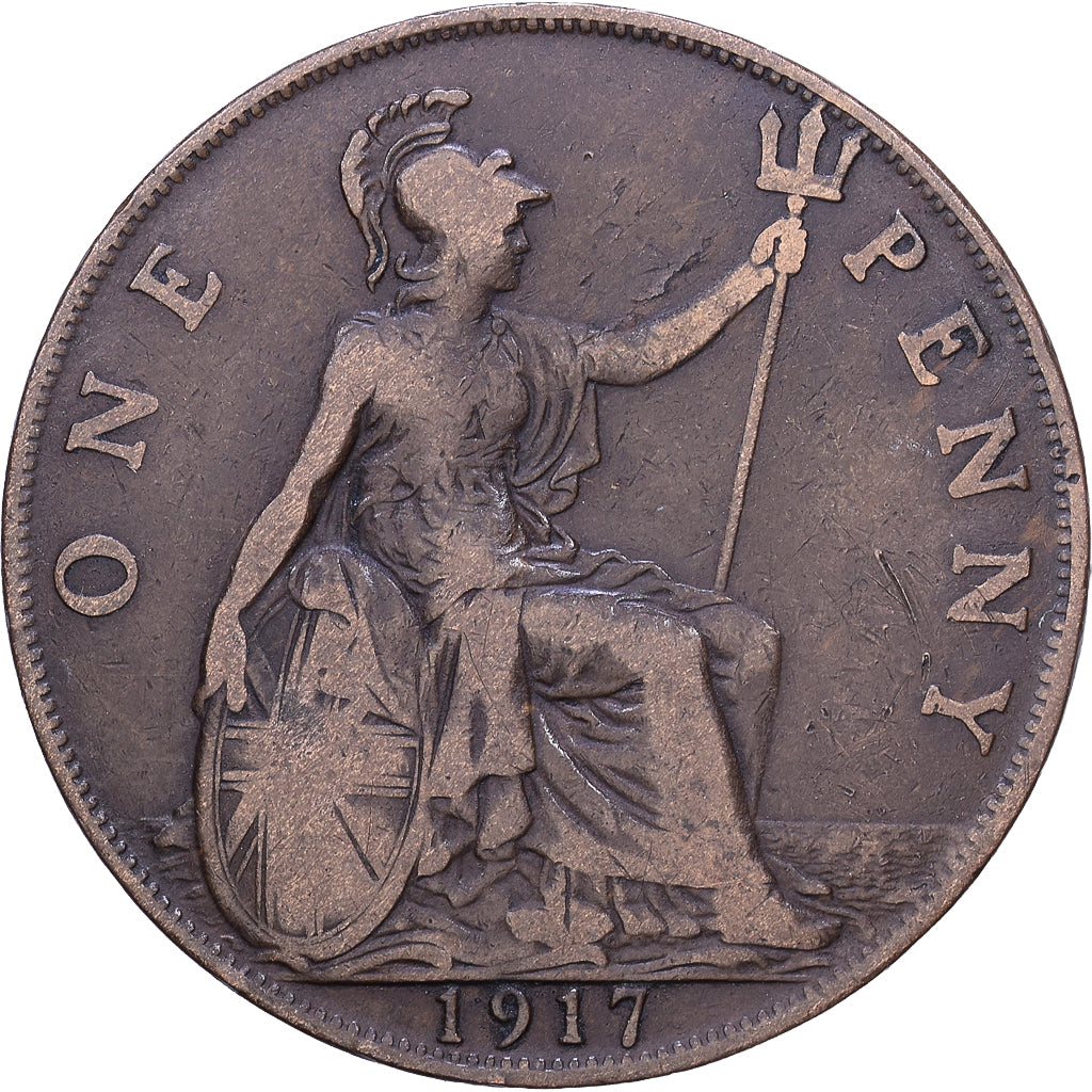 Groot Bretagne, Penny, 1917, British Royal Mint, Bronzen, FR, KM:810