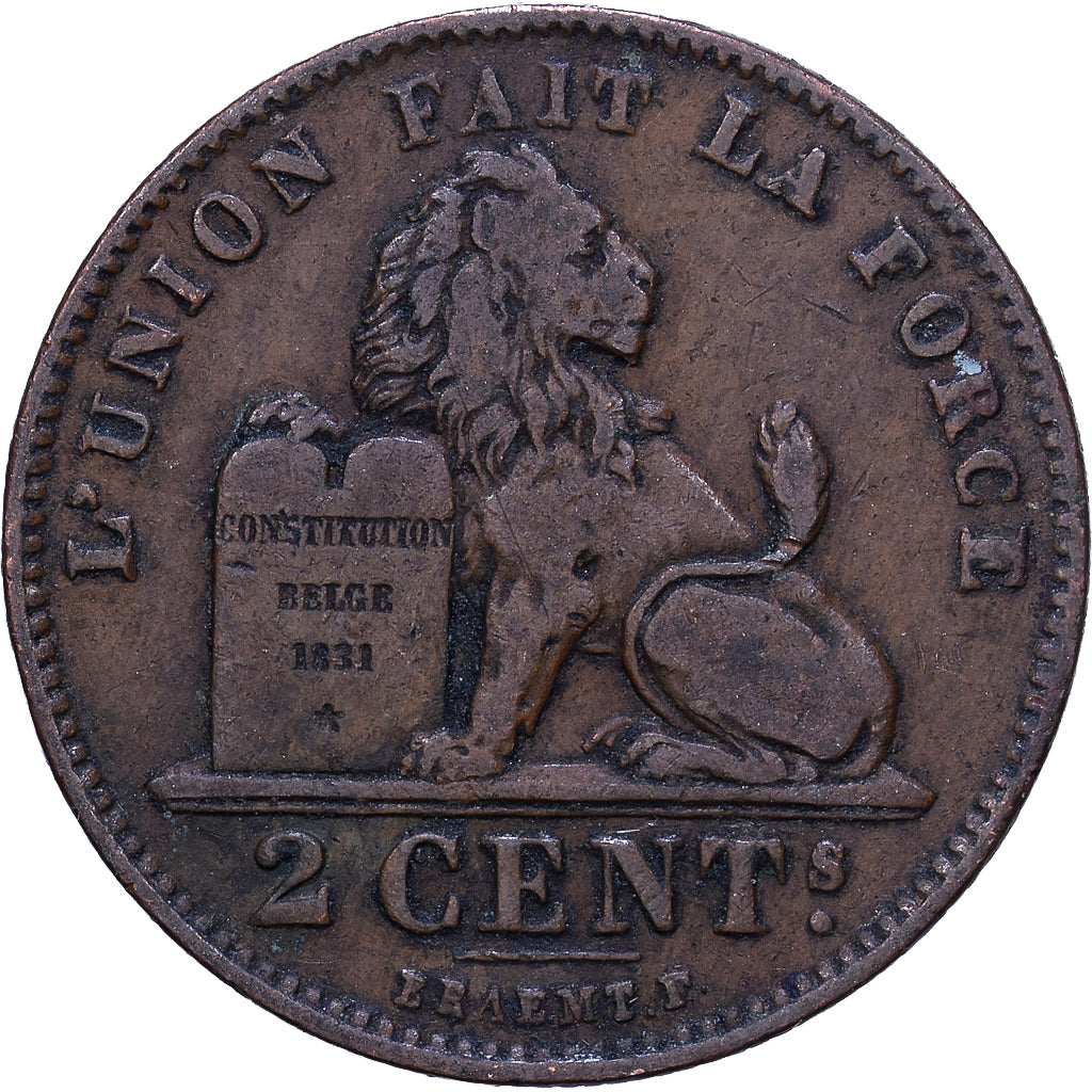 België, 2 Centimes, 1909, Koper, ZF, KM:36