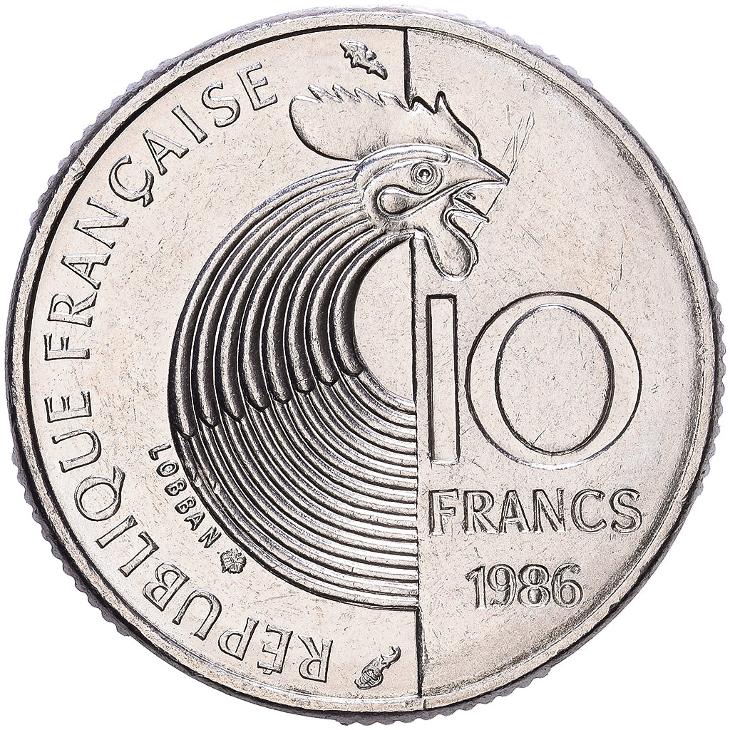 France, 10 Francs, Schumann, 1986, Paris, Nickel, MS(63), Gadoury:825, KM:958