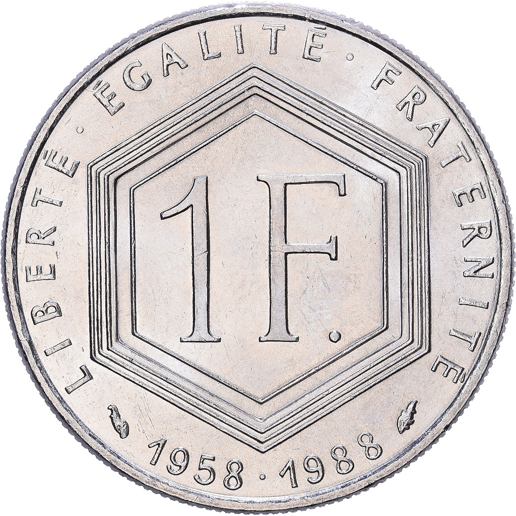 Francia, 1 Franc, Charles de Gaulle, 1988, Paris, Níquel, EBC, Gadoury:475