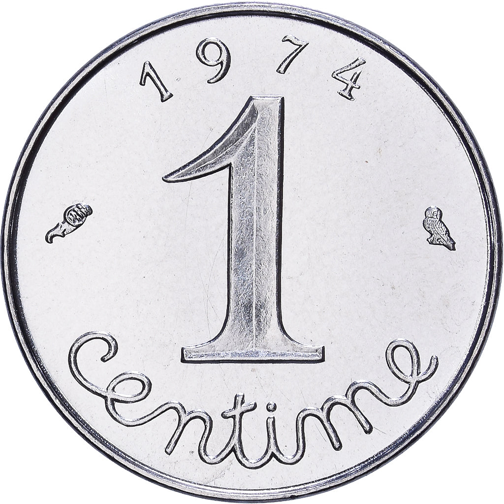 França, 1 Centime, Épi, 1974, MDP, série FDC, Aço Inoxidável, MS(65-70)