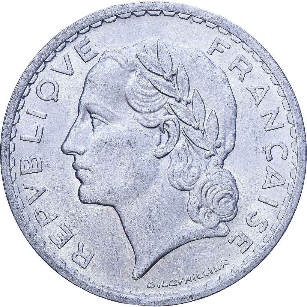 Francia, 5 Francs, Lavrillier, 1950, Paris, Aluminio, EBC, Gadoury:771
