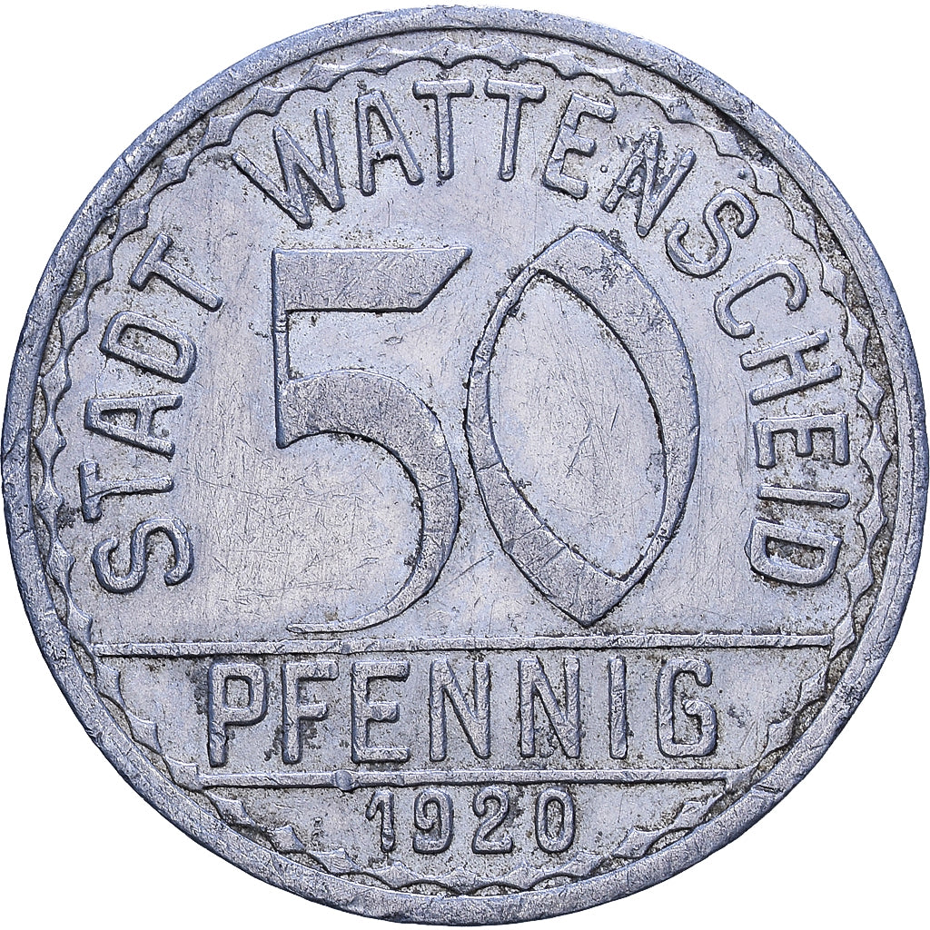 Deutschland, Stadt Wattenscheid, 50 Pfennig, 1920, SS+, Aluminium