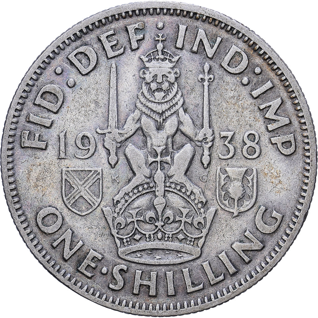 Groot Bretagne, George VI, Shilling, 1938, Zilver, ZF+, KM:854