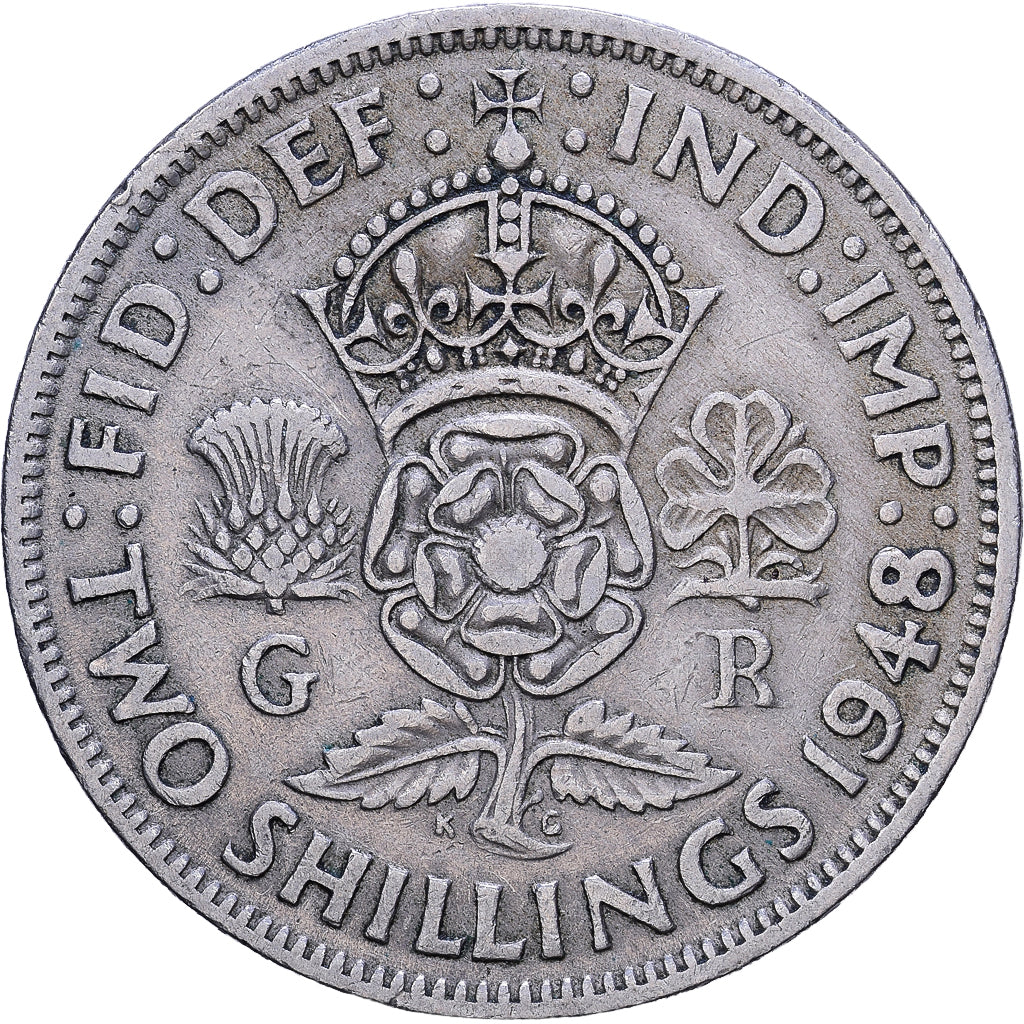 Gran Bretagna, George VI, Florin, Two Shillings, 1948, Rame-nichel, BB+, KM:865