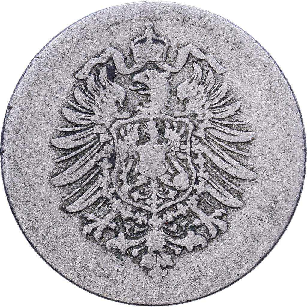German Empire, Wilhelm I, 5 Pfennig, 1876, Darmstadt, Kupfer-Nickel, S+, KM:3