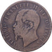 Itália, Vittorio Emanuele II, 10 Centesimi, 1866, Naples, Cobre, VF(20-25)