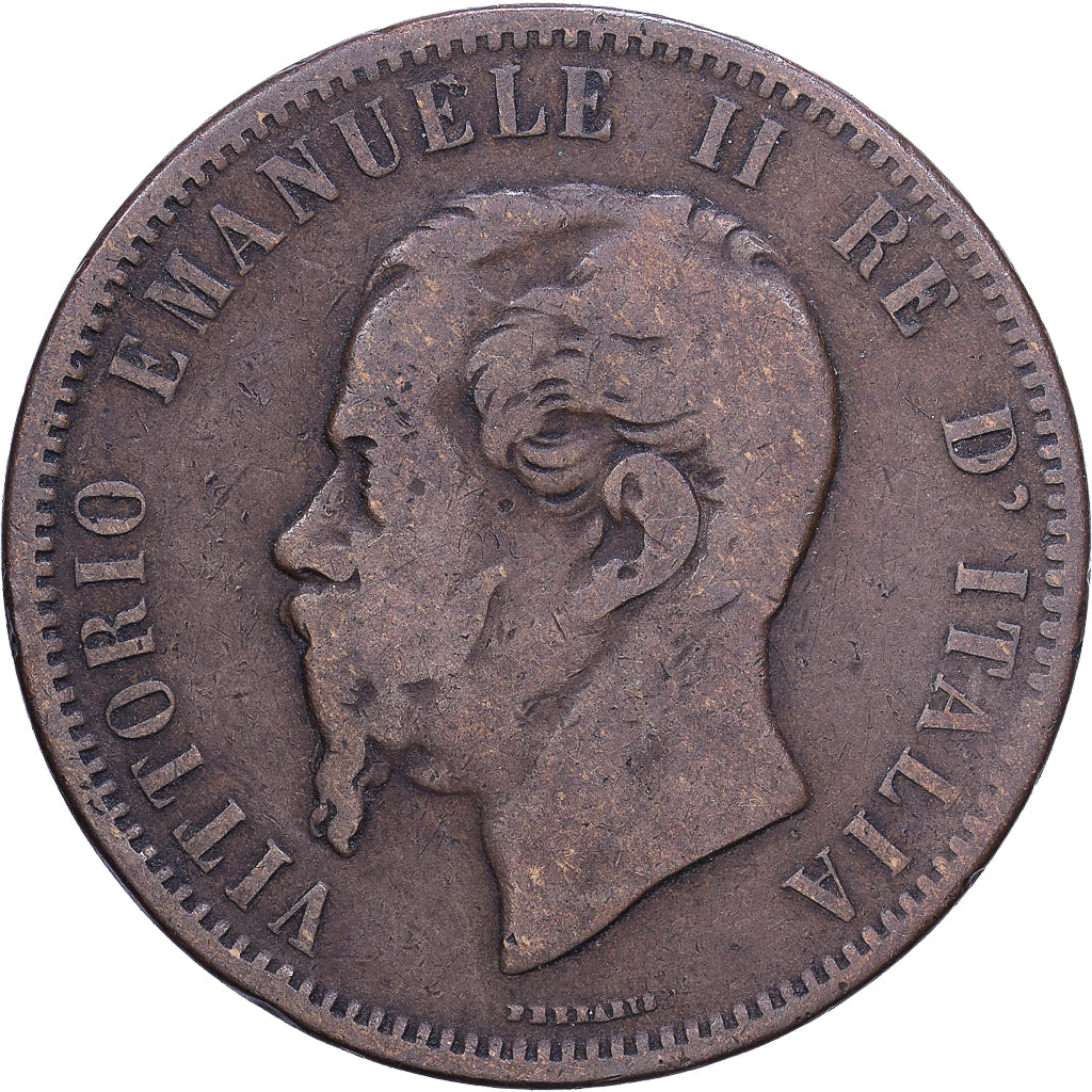 Italien, Vittorio Emanuele II, 10 Centesimi, 1866, Milan, Kupfer, S, KM:11