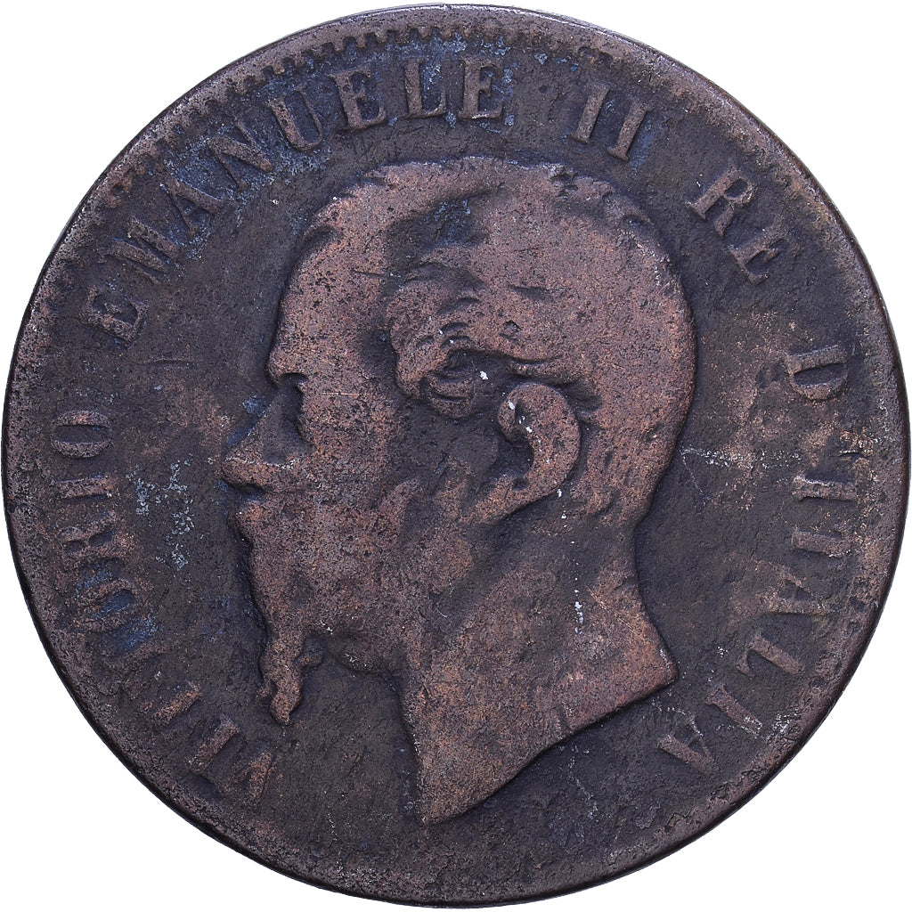 Italia, Vittorio Emanuele II, 10 Centesimi, 1867, Naples, Rame, MB, KM:11